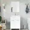 ארון אמבטיה עם כיור בצבע לבן