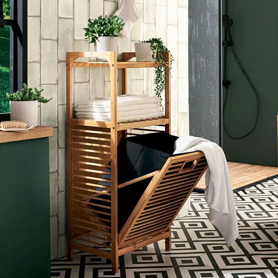 סל כביסה מעוצב - ארון כביסה מבמבוק עם סל נשלף – פתרון אחסון רב-תכליתי לאמבטיה - כל הרהיטים סטייל מאסטר רהיטים - רהיטים איכותיים לבית ולמשרד סל כביסה מעוצב