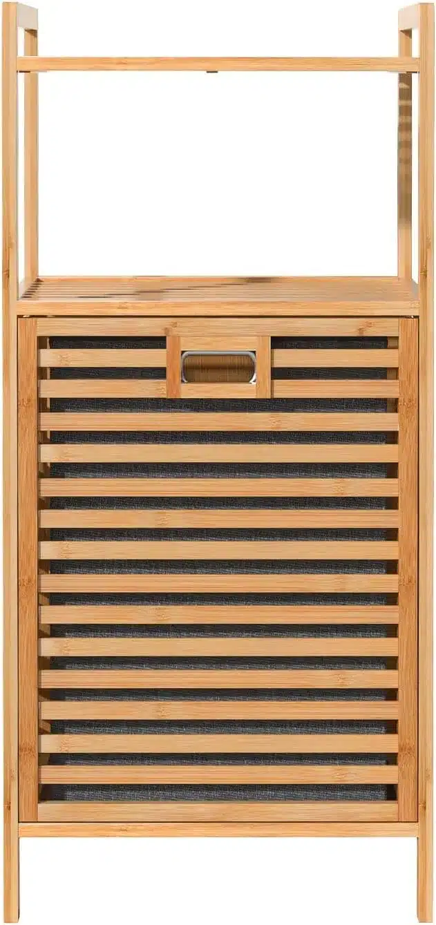 סל כביסה קלאפה - ארון כביסה מבמבוק עם סל נשלף – פתרון אחסון רב-תכליתי לאמבטיה - כל הרהיטים סטייל מאסטר רהיטים - רהיטים איכותיים לבית ולמשרד סל כביסה קלאפה