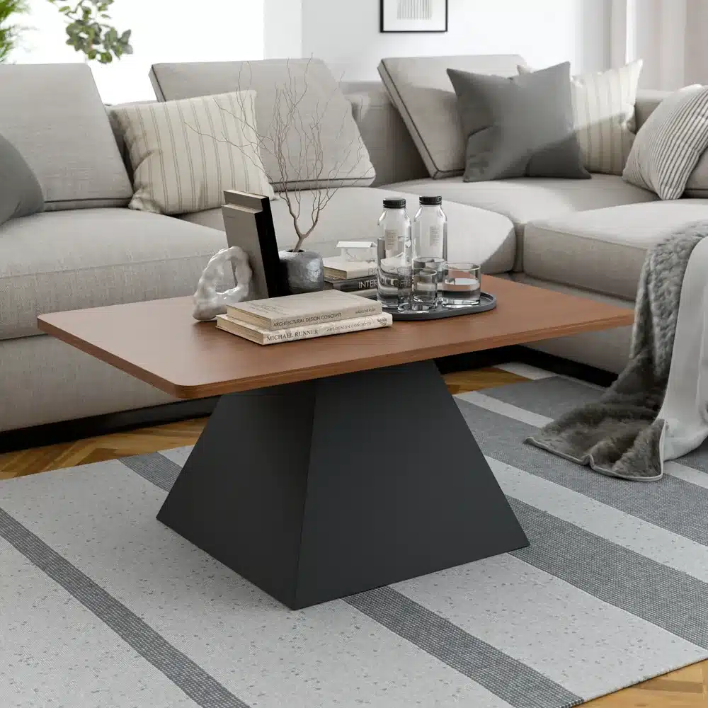 שולחן סלון שחור ואגוז - שולחן סלון מעוצב יוקרתי – השולחן המושלם לסלון המודרני - שולחנות לסלון סטייל מאסטר רהיטים - רהיטים איכותיים לבית ולמשרד שולחן סלון שחור ואגוז