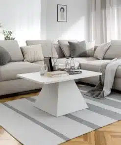 שולחן סלון לבן מלבני