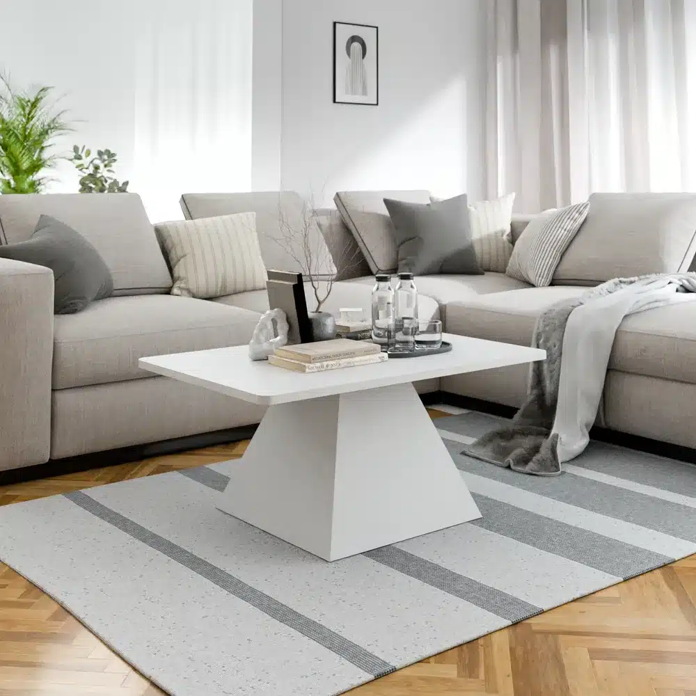 שולחן סלון לבן מלבני - שולחן סלון מעוצב יוקרתי – השולחן המושלם לסלון המודרני - שולחנות לסלון סטייל מאסטר רהיטים - רהיטים איכותיים לבית ולמשרד שולחן סלון לבן מלבני