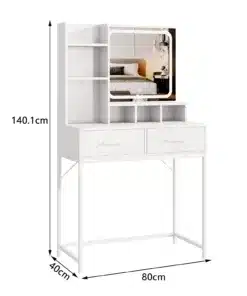 שידת איפור לבנה עם תאורה