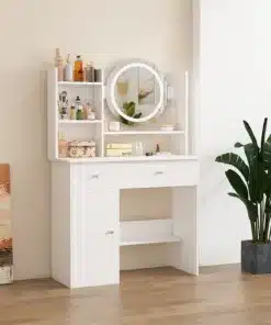 שידת איפור עם מגירות ומראת לד