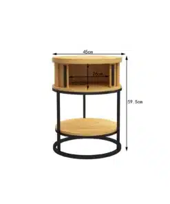 Alternative view of שידת לילה עגולה מעוצבת - עיצוב יוקרתי עם שילוב עץ וברזל