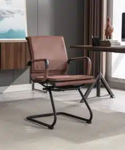 כיסא מרופד למשרד חום דמי עור