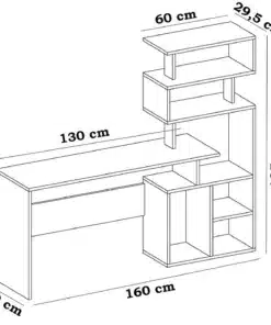 שולחן מחשב מודרני עם מדפי אחסון