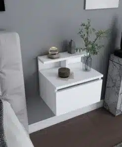 שידת לילה צפה לבן לתלייה על הקיר