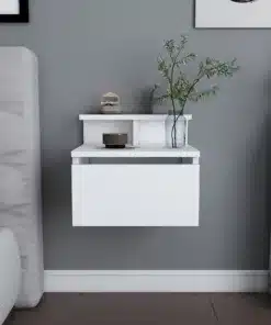 שידת לילה צפה לבן תלויה