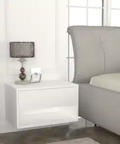 שידת לילה צפה בצבע לבן