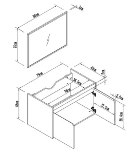 ארון אמבטיה לבן ואלון