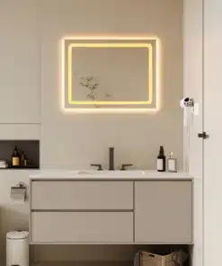 מראה עם תאורת LED