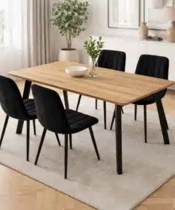 שולחן-4-כיסאות_0-1jpg - פינת אוכל עם 4 כיסאות בגוון שחור - כסא מרופד סטייל מאסטר רהיטים - רהיטים איכותיים לבית ולמשרד שולחן + 4 כיסאות