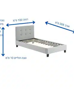 מיטת יחיד אפורה