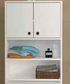 ארון עם דלתות ומדפים פתוחים