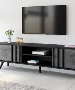 מזנון לסלון רוחב 180 סמ שחור משולב צבע בטון