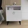 שידת לילה לבנה משולב עם שחור עם ארון אחסון