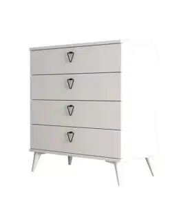 שידת מגירות רטרו לבנה