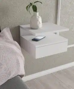 שידת צד מיטה תלויה בצבע לבן